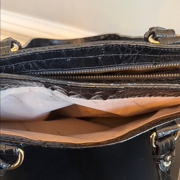 Brahmin Black Croc-Embossed Shoulder Bag